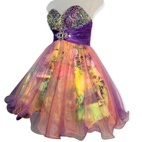 Hannah S. Dresses & Skirts - Hannah S. Beaded Sequin Mini Short Gown Formal Prom Homecoming Dress Size 4